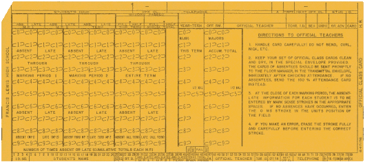  [Francis Lewis High School gold class card] 