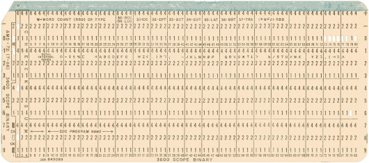  [CDC3600 column binary card] 