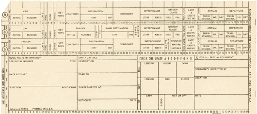  [Conrail punched card] 