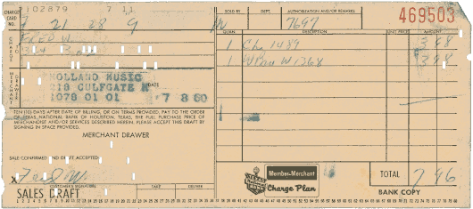  [Texas National Bank charge card transaction record] 