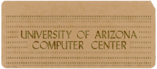  [brown University of Arizona Computer Center card] 