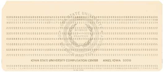  [Iowa State University punched card] 