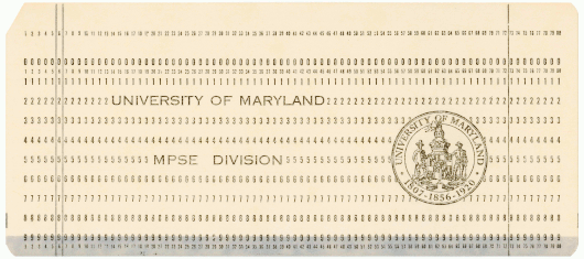  [University of Maryland MPSE FORTRAN card] 