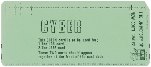  [University of New South Wales punched card] 