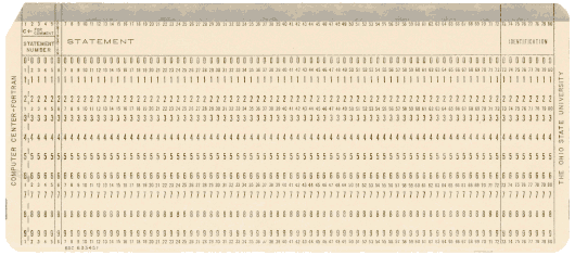  [Ohio State University Fortran card (gray stripe)] 